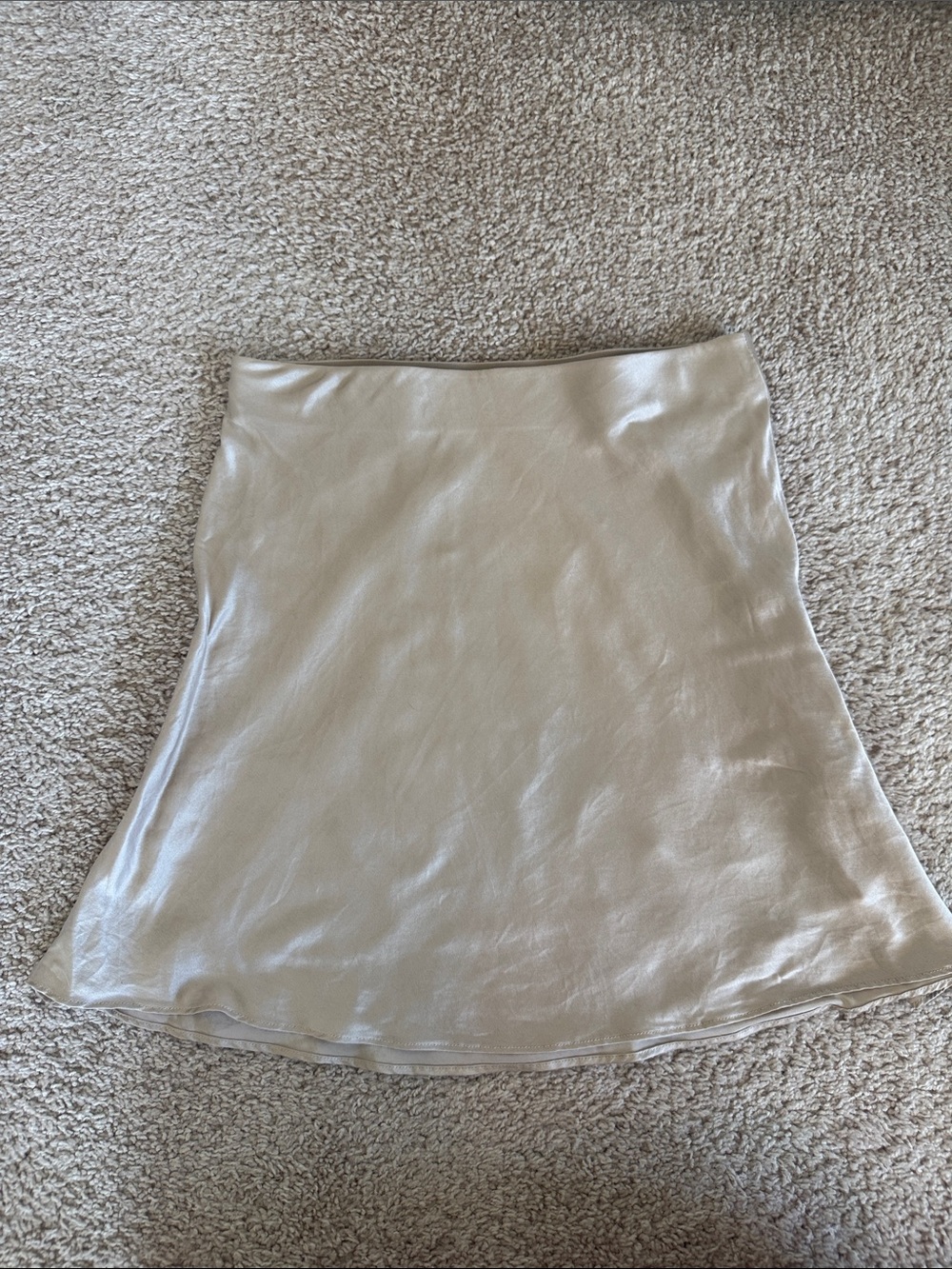 Quince Silk A-Line Washable Mini Skirt in Champagne